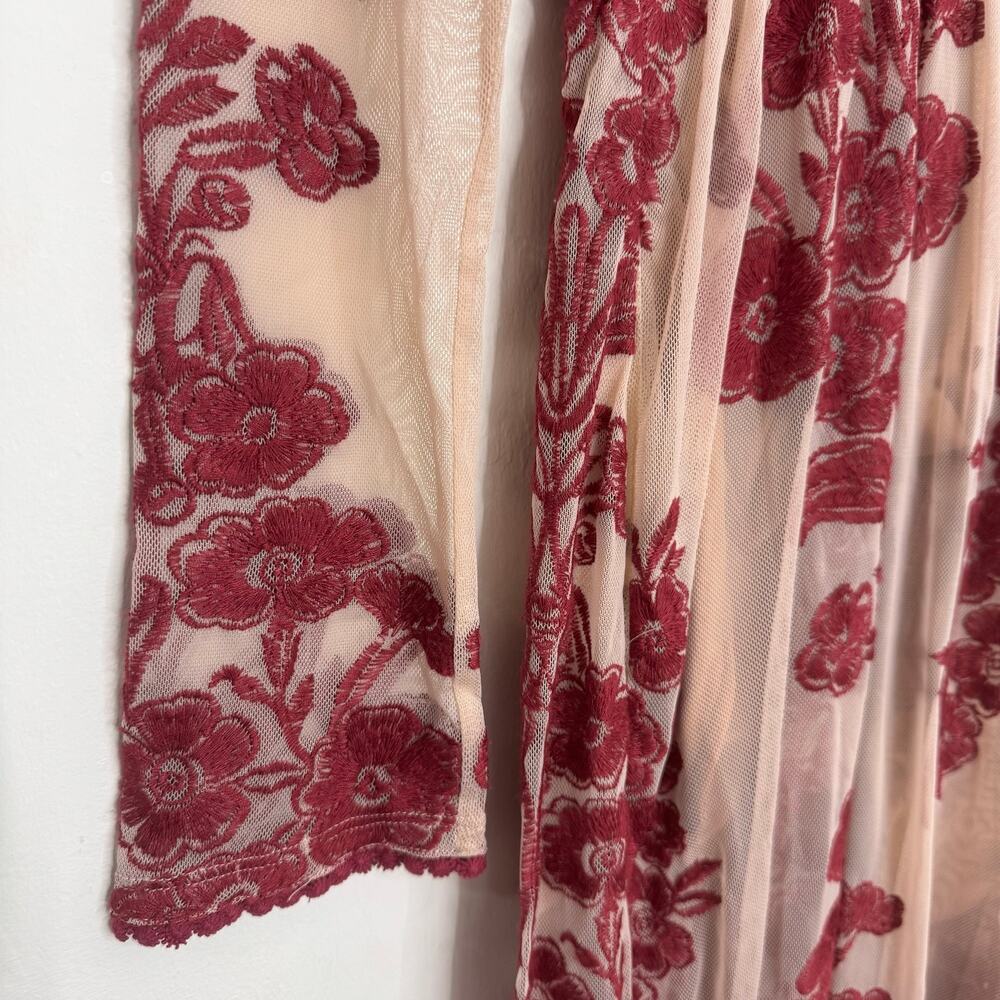 For Love & Lemons Temecula Maxi Dress Raspberry Wine Floral Lace Size Large - Picture 5 of 16